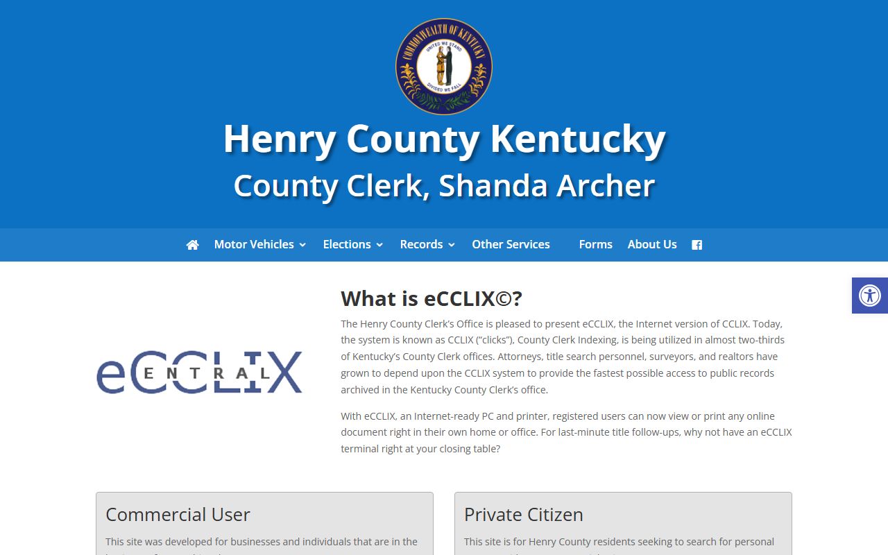 Henry County Kentucky eCCLIX county clerk land record search