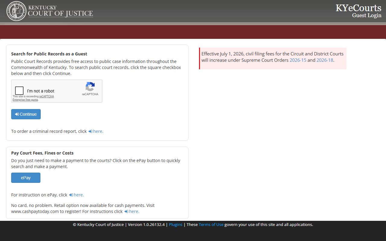Henry County court dockets KYeCourts guest login