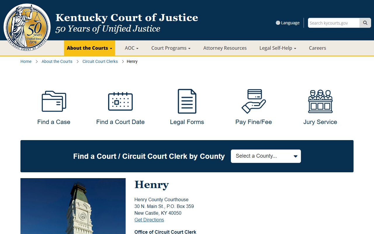 Henry County court records official Kentucky Court of Justice page