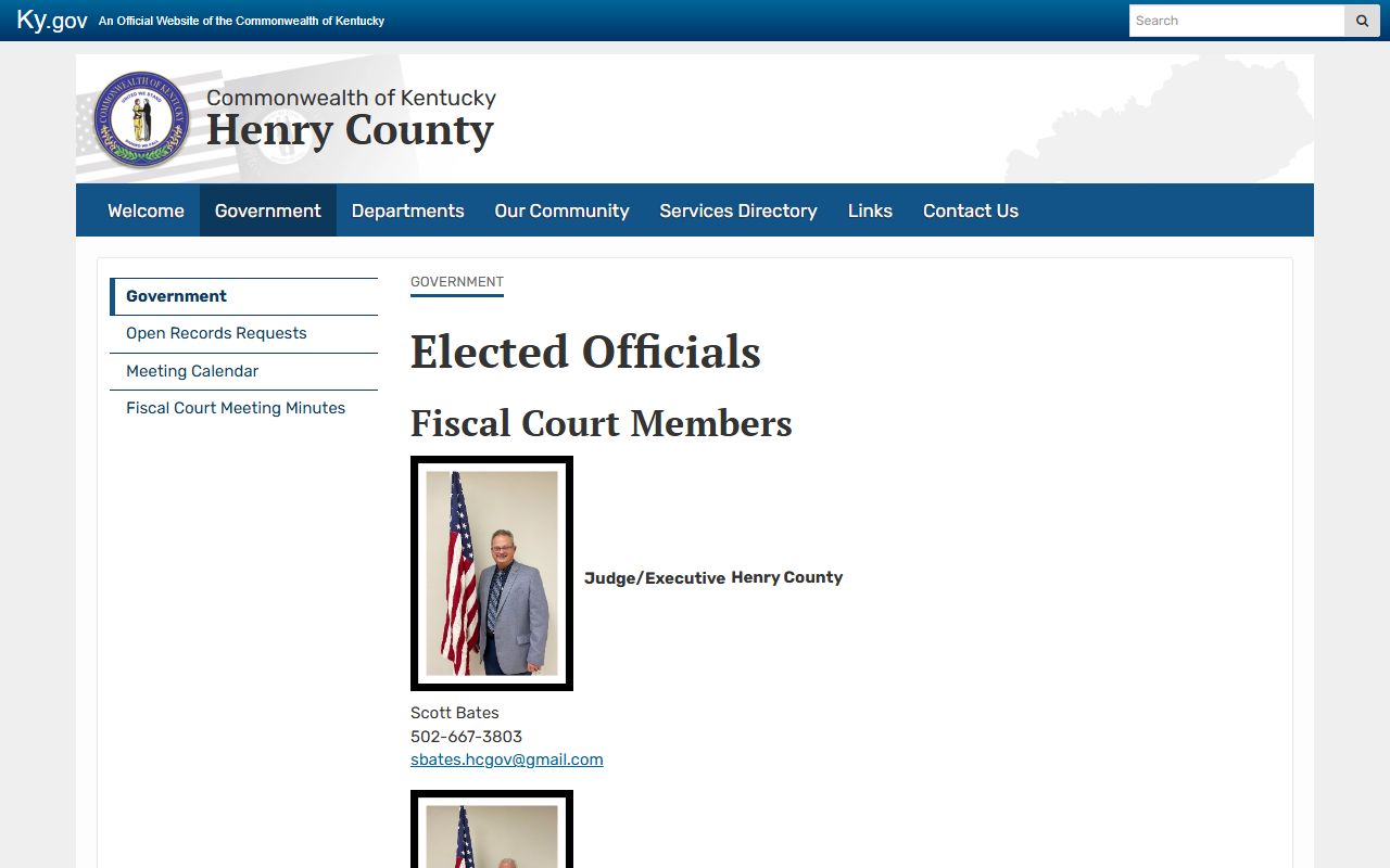 Henry County inmate records elected officials sheriff jailer contacts